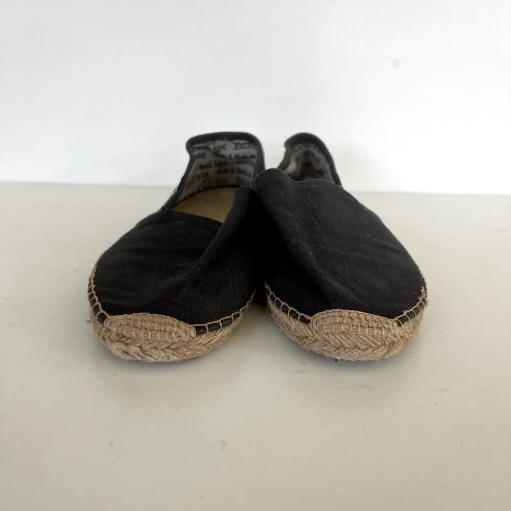 Soludos The Original Espadrille Slip On Casual Black Canvas Shoe, size 38